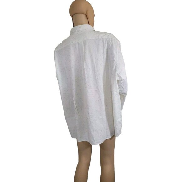 Rowm Mens Speckled Button-Down Shirt size 4XB White Long Sleeve 99% Cotton - Picture 7 of 7